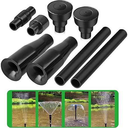 Water fountain nozzle for Garden, Ponds, Tabletop Fish Ponds, 8 pcs of Set, 2 Fountain Shaped, (size-S）