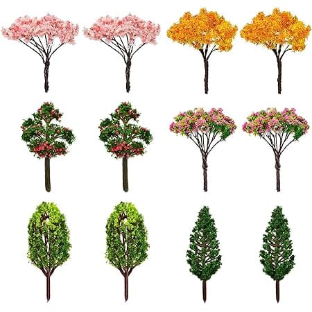 HUIANER Miniature Fairy Garden Tree Plant Ornament, Miniature Dollhouse Pots Decor Moss Micro Landscape DIY Craft Garden Ornament 12 Pcs