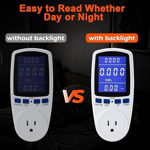 Upgraded Brighter LCD Display Night Vision Power Meter Plug, Power ...
