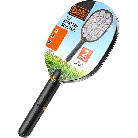 BLACK+DECKER Bug Zapper Fly Swatter Electric for Mosquitoes Indoor Outdoor– Harmless-to-Humans Battery Operated – Handheld Bug Zapper Racket