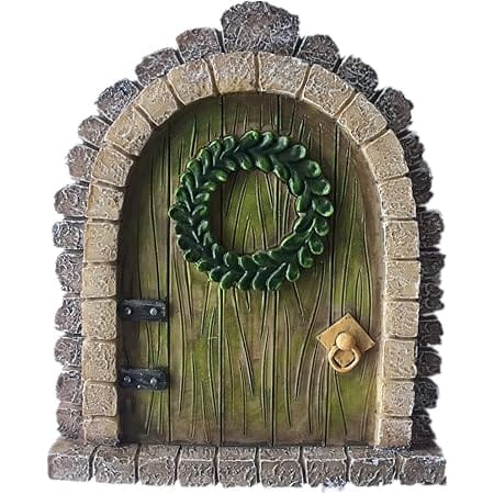 MUAMAX Fairy Garden Door Accessories Miniature Fairy Doors Wall Indoor/Outdoor Mystical Door for Tree Trunk (Brown)