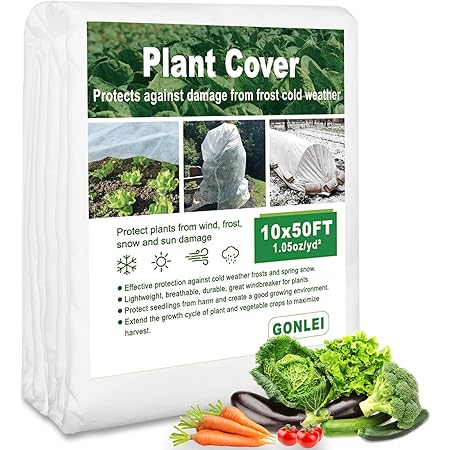 GonLei Plant Covers Freeze Protection 10x50ft（1.05 Oz/yd²） Garden Cover Plant Floating Row Cover,Vegetable Frost Blanket Winter Frost Cloth Plant Freeze Protection,Floating Blankets Fabric Plants