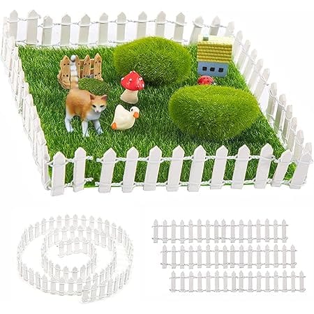 Miniature Dollhouse Fairy Garden Fence Decorative Picket Fence for DIY Diorama Crafts Project,40 Inches Long x 2 Pack (2 Pack of White)