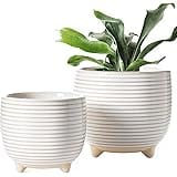 LE TAUCI Ceramic Plant Pots, 5.1 + 6.4 Inch Footed Pots for Plants, Modern Flower Pots for Home and Office, Indoor Planters w