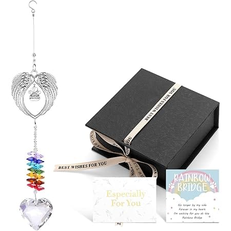Dog Memorial Gifts for Loss Sun Catcher Crystals Prisms Hanging,Wind Chime Suncatcher Pet Memorial Gifts,Pet Loss Sympathy Gifts,Rainbow Maker Suncatcher for Window Garden Decor