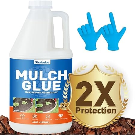 Mulch Glue -64OZ Mulch Glue for Landscaping, Super Strength Landscape Adhesive Landscape Lock, Fast-Dry, Non-Toxic, Mulch Binder Glue, Pea Gravel, Mulch for Garden, Adhesive Max Mulch Glue Spray