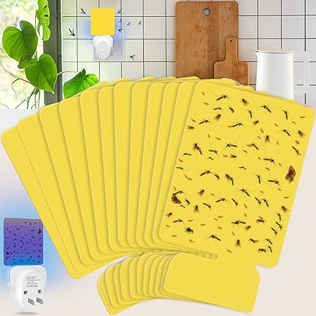 Flying Insect Trap Refill Kit, Indoor Plug-in Fly Trap Refill Sticky Glue Cards, Safe Non-Toxic Easy to Use Flying Insect Catcher Sticky Refill Kit for Flies, Gnats, Moths and Other Insects (12 PCS)