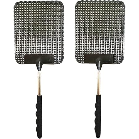 2PCS Telescopic Fly Swatter, Manual Heavy Duty Plastic Flyswatter, Upgraded Sturdy Fly Swatter with Extendable Stainless Steel Pole