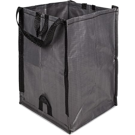 DURASACK Heavy Duty Home and Yard Waste Bag 48-Gallon Woven Polypropylene, Reusable Lawn and Leaf Garden Bag with Reinforced Carry Handles, Pop-Up Self-Standing Garbage Can, Gray