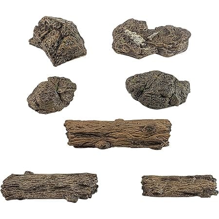 Warmtree Artificial Tree Stump Mini Garden Figurines Stumps Ornaments Miniature Stone Rock Statue for Micro Train Landscape Railway Sand Table, Pack of 7