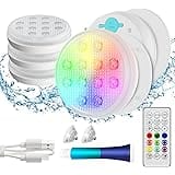 QOLNBY Pool Lights, Rechargeable Submersible LED Lights, IP68 Waterproof Underwater Lights,16 Color Changing Floating Lights