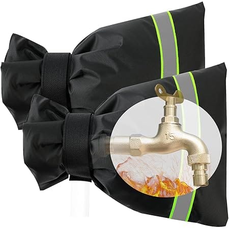 RASIEYA Outdoor Faucet Covers for Winter, 6.7” W x 8.6” H, Outside Water Faucet Winter Covers, Thickened Insulated Cover for Outside Faucet with Reflective Strip, 2 Pack Black