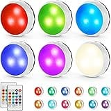 NARUNDREN Puck/Closet/Under Cabinet Lights with Remote, Color Changing, Dimmable for Christmas, Display Cabinet (6 Packs)