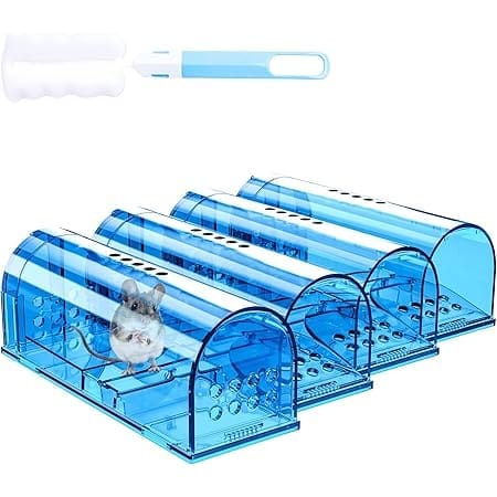 4 Pack Humane Mouse Traps No Kill, Live Mouse Traps Indoor for Home, Reusable Mice Small Rat Trap Catcher for House & Outdoors
