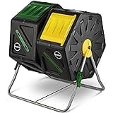Dual Chamber Compost Tumbler – Easy-Turn, Fast-Working System – All-Season, Heavy-Duty, High Volume Composter with 2 Sliding