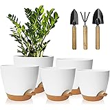 Idealife Plant Pots 7/6.5/6/5.5/5 Inch Self Watering Planters with Drainage Hole, Flower Pots for Modern Garden Pots with 178