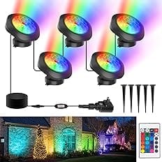 CREPOW RGBW Pond Lights, 18 LED Super Bright Underwater Submersible Fountain Lights Color Changing Spotlights, 98ft Remote Co