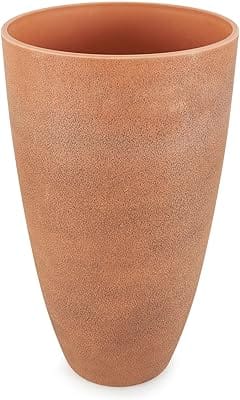 Algreen 43729 Acerra Weather Protected Recycled Composite Vase Planter Pot, Indoor or Outdoor use, Tall Lightweight 7 pounds, Rust