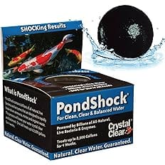 CrystalClear PondShock Ball, Natural Enzymes & Live Bacteria, Freshwater Clarifier Shock Treatment, Muck & Sludge Remover for