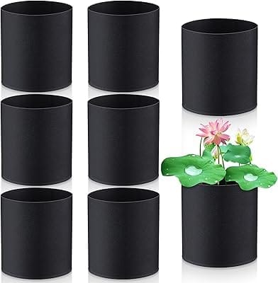 8 Pcs Plant Pots for Pond Plant Baskets Heavy Duty Fabric Pots Black Nonwoven Fabric Plant Pot Breathe Reusable Grow Pots for Pond, Garden, Aquatic Plants, Terrestrial Plants Flower (6 x 6 Inch)