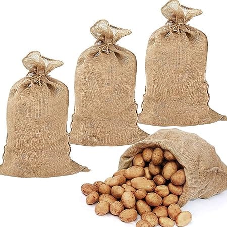 ANPHSIN 4 Pack Burlap Bags- 19.5" × 35" Potato Storage Sacks Natural Jute with Rope, Reusable Potato Bags Strong for Food Storage Plant Gardening Planting