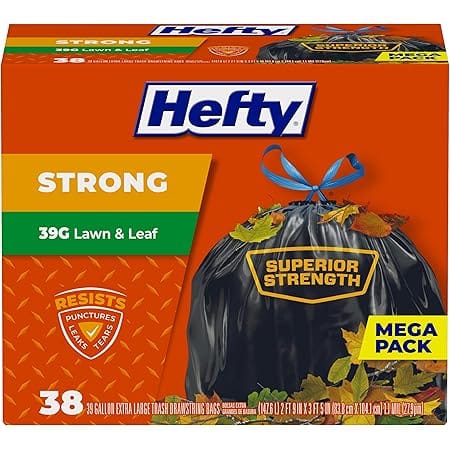 Hefty Strong Lawn & Leaf Trash Bags, 39 Gallon, 38 Count