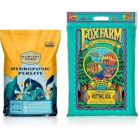 FoxFarm Ocean Forest + Perlite 12 Quart Each = 24 Quart Potting Soil Mix Indoor Outdoor for Garden and Plants, Plant Fertilizer with Perlite