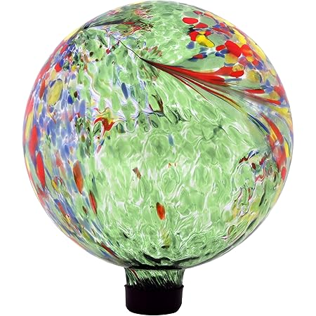 Sunnydaze 10-Inch Glass Outdoor Gazing Globe - Reflective Ball Yard Ornament for Patio or Lawn - Green Artistic