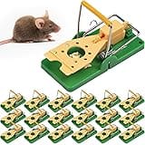 Qualirey 12 Pcs Mouse Traps Green Plastic Mice Trap Rat Traps House with Yellow Cheese Color Board Quick Sensitive Effective