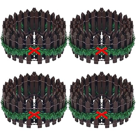 Spiareal 4 Pieces 35 Inch Christmas Garden Fence Miniature Garden Accessories Wooden Decorative Picket Fence Mini Garden Fence for Christmas Dollhouse Mini Village Landscape (Brown)