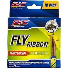 PIC FR10B 69060216325 Fly Ribbons Fruit Fly Traps for Indoors and Outdoors, Bug Trap for Winged Insects, Pack of 10