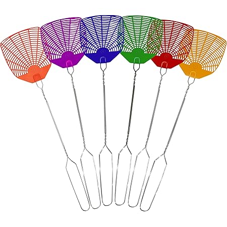 Supreme Bug & Fly Swatter 6-Pack – Braided Metal Handle 6 Pack Fly Swatters, Multi Pack Colors, – for Indoor/Outdoor – Flyswatter