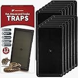 LULUCATCH Super Heavier Mouse Traps 12 Pack for Mice & Snakes with Non-Toxic Glue. Larger Sticky Traps Indoor, Easy to Set, S