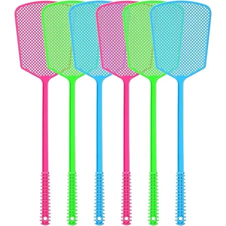 Fly Swatter,Plastic Flyswatters Multi-Pack,6 Bulk Vibrant Colorful Fly Killer,Long Handle Bug Swatter for Indoor and Outdoor.