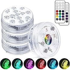 LOFTEK Submersible LED Lights with Remote RF(164ft),Full Waterproof Pool Lights for Inground Pool with Magnets, Suction Cups,