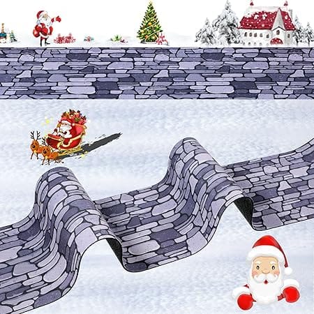Marspark Christmas Village Accessories 5 x 50 Inch Christmas Miniature Road Village Street Mat Xmas Village Snow Street Decorations for Little Village Landscape (Gray Gravel Road Style)