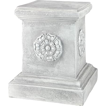 Design Toscano CL5194 English Rosette Indoor/Outdoor Sculptural Garden Plinth Base Statue Riser, 11 Inches Wide, 11 Inches Deep, 13 Inches High, Handcast Polyresin, Antique Stone Finish