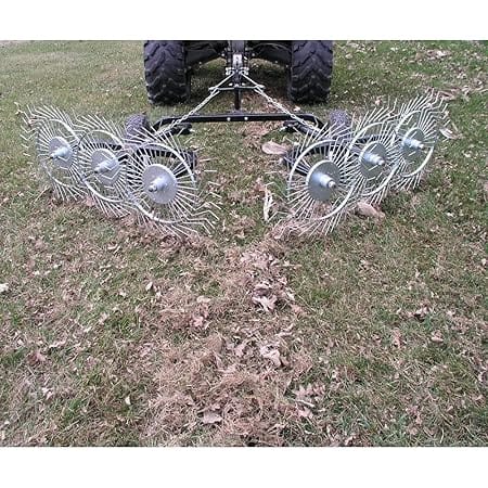 Yard Tuff ACR-500T 60 Inch V-Shaped Steel Tow Behind Acreage Rake with Pin Style Hitch for ATV, UTV, or Utility Trailer Attachment