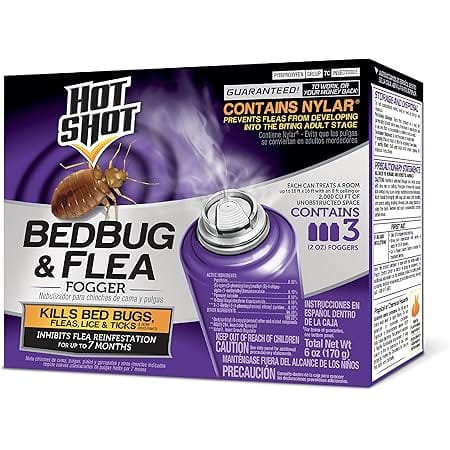 Hot Shot Bed Bug & Flea Fogger, 3 Count (Pack of 1), Kills Fleas Indoors, Get Rid of Fleas In House, Inhibits Reinfestation Up to 7 Months