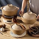 Ceramic Casserole Dish, Clay Pot, Earthen Pot Cookware with Lid for Dinner and Party, Stockpot for Stew, Soup, Steam, Bakeand