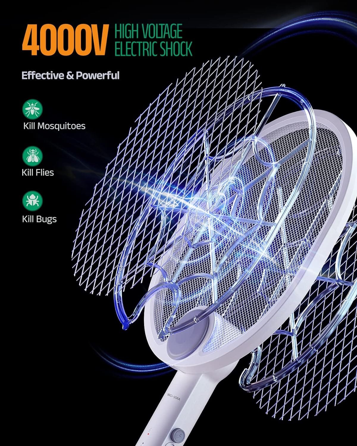 Buzbug Electric Fly Swatter, Type-C Rechargeable Bug Zapper Racket ...