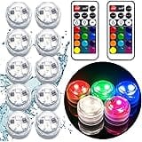 Mini Submersible LED Lights, Waterproof LED Tea Lights Candle with Remote Battery Operated,RGB Color Changing for Vase Home P