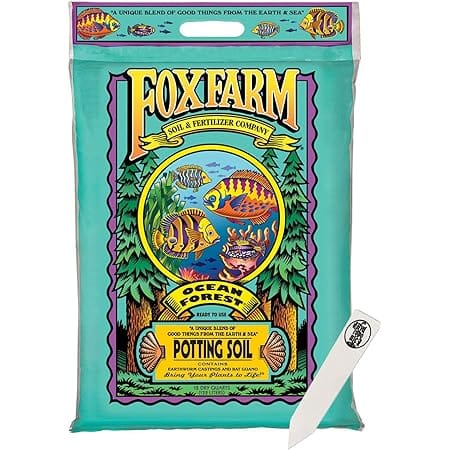FoxFarm Ocean Forest Potting Soil Mix Indoor Outdoor for Garden and Plants | Plant Fertilizer | 12 Quarts | The Hydroponic City Stake