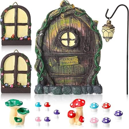 Jetec Christmas Gardening Gnome Statue Elf Out The Door Tree Hugger Resin Mushroom Miniature Gnome Home Window Figurine for Trees Yard Garden Sculpture Decoration Supplies(Cool Style)