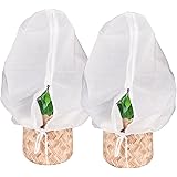 Abimars Plant Covers Freeze Protection Jacket 2.36 oz/yd², 3.3ft x 3.3ft Reusable Winter Drawstring Plant Covers with Zipper,
