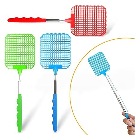 3Pcs Fly Swatters Indoor Mosquito Killer - Heavy Plastic Flies Killer Fly Swatter Manual Bugs Killer Tools Fly Swatter for Indoors - Telescopic Fly Swatter Heavy Duty Plastic Fly Swatter Multi-Pack