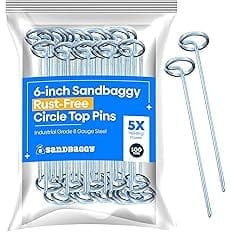 Sandbaggy Garden Staples - Landscape Staples 6-inch Circle Top Pins for Landscaping and SOD - Landscape Pins Garden Stakes We