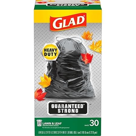 Glad Extra Large Drawstring Lawn and Leaf Bags, 39 Gallon, 30 Count