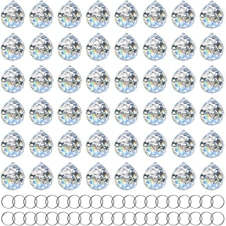 MerryNine Clear Crystal Ball Prism Sun Shine Catcher Rainbow Pendants Maker, Hanging Crystals Prisms for Windows, for Feng Shui, for Gift (20mm/0.79" 48pack, 48)