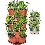 Amazing Creation Stackable Planter, Terracotta 5-Tier Vertical Garden Planter, Grow Your Own Vertical Oasis of Vegetables and
